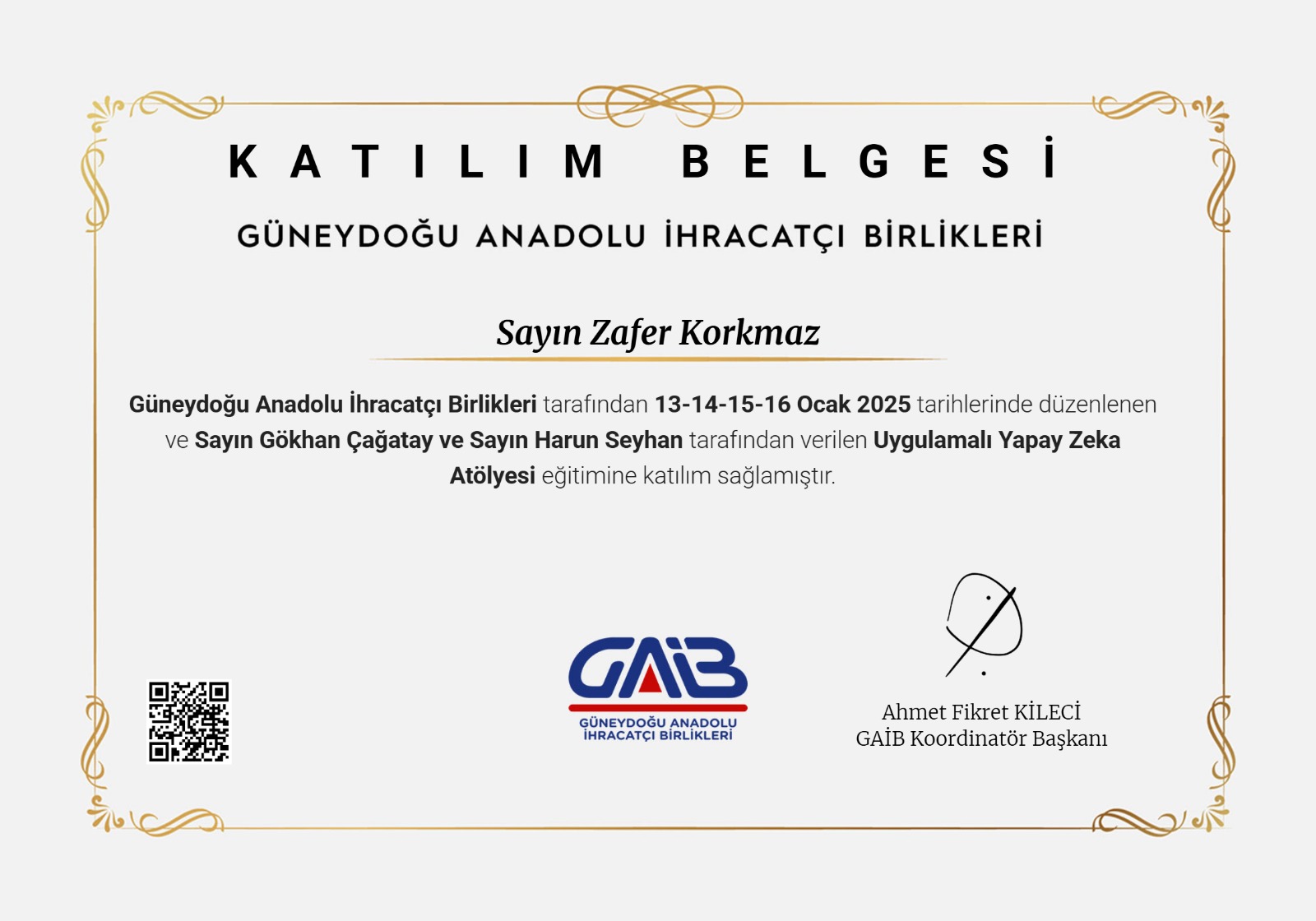 Yapay Zeka Uygulamaları II - Güneydoğu Anadolu İhracatçı Birlikleri (GAİB)