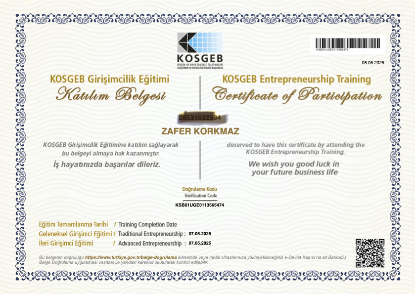 İleri Girişimcilik Eğitimi - Küçük ve Orta Ölçekli İşletmeleri Geliştirme ve Destekleme İdaresi Başkanlığı (KOSGEB)